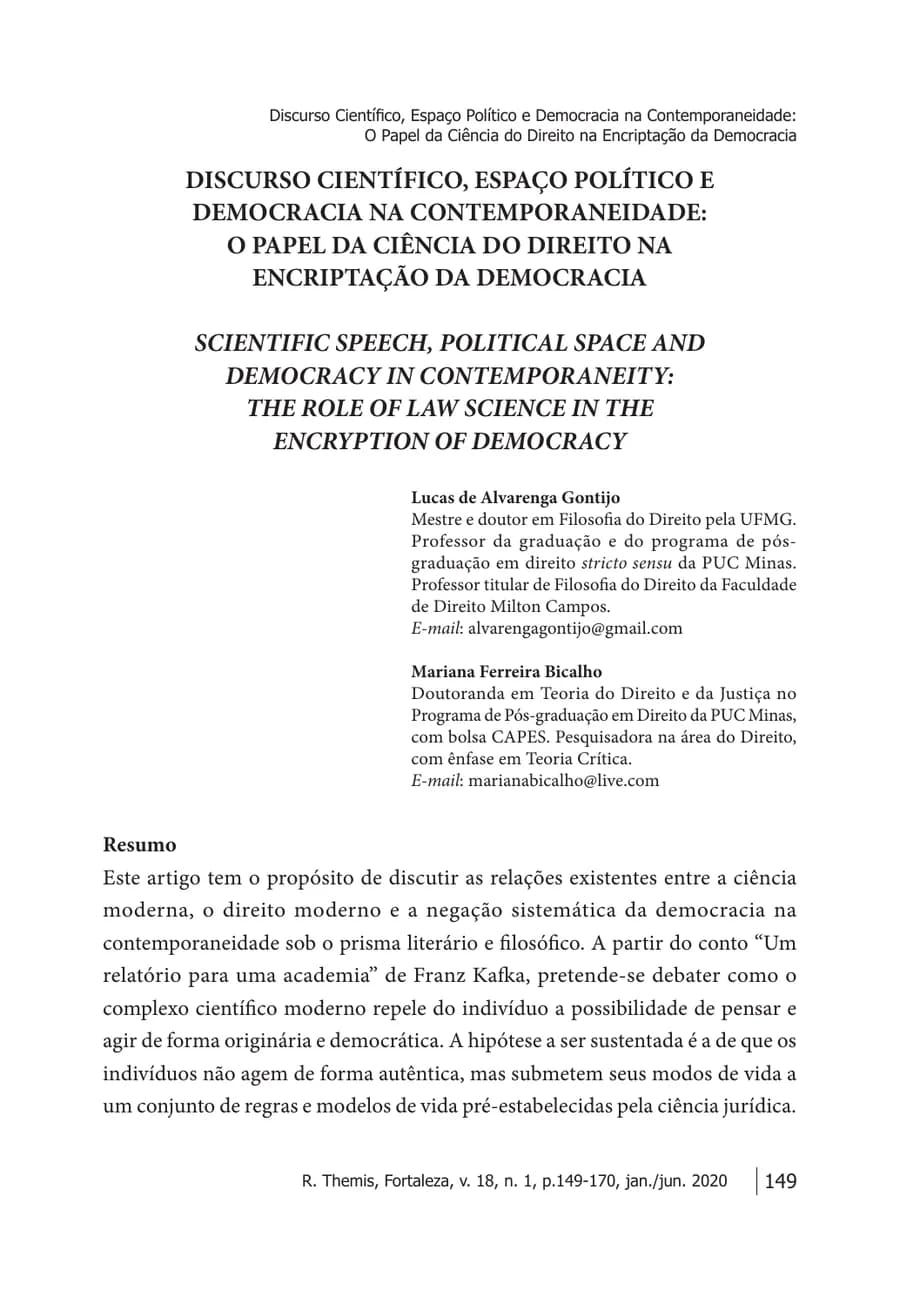 Capa de Discurso científico, espaço político e democracia na contemporaneidade: o papel da ciência do direito na encriptação da democracia
