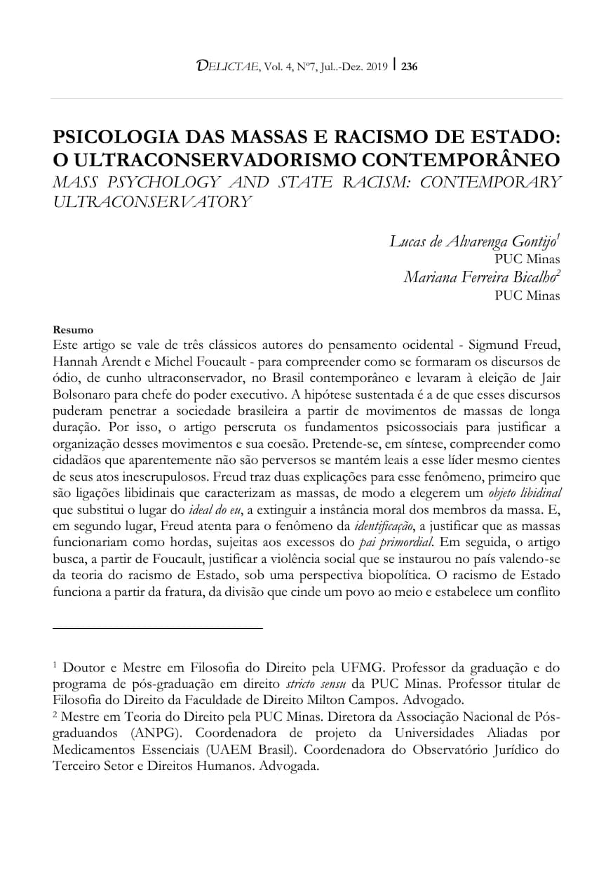 Capa de Psicologia das massas e racismo de estado: o ultraconservadorismo contemporâneo